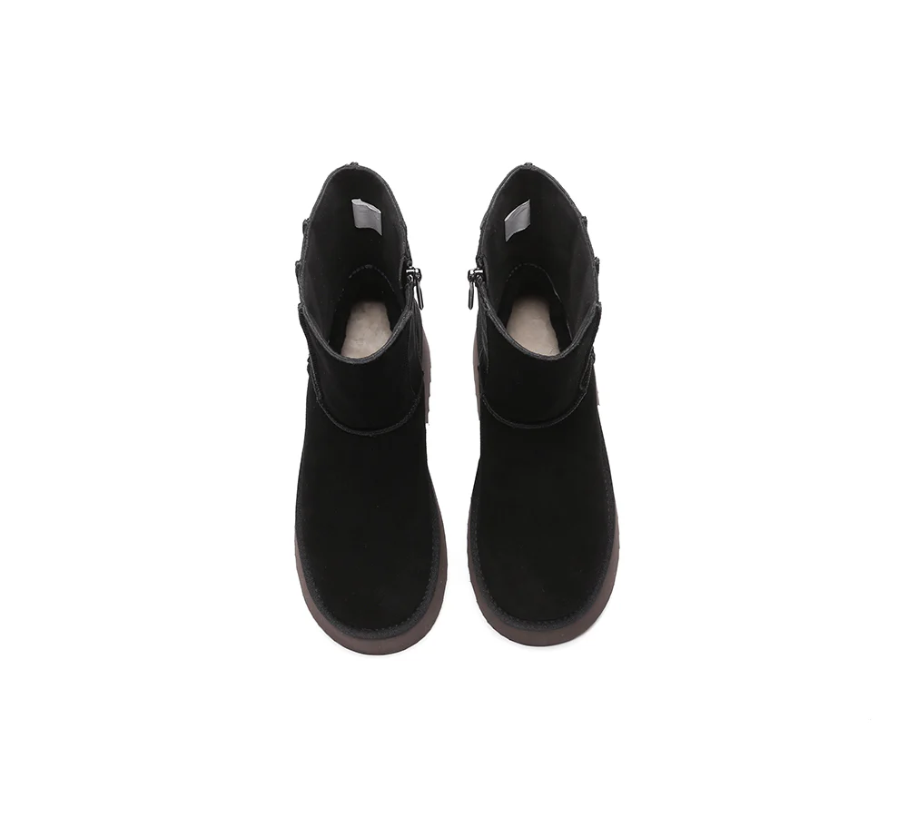 UGG EVERAU? UGG Boots Short Zipper Chunky Platform Yuana