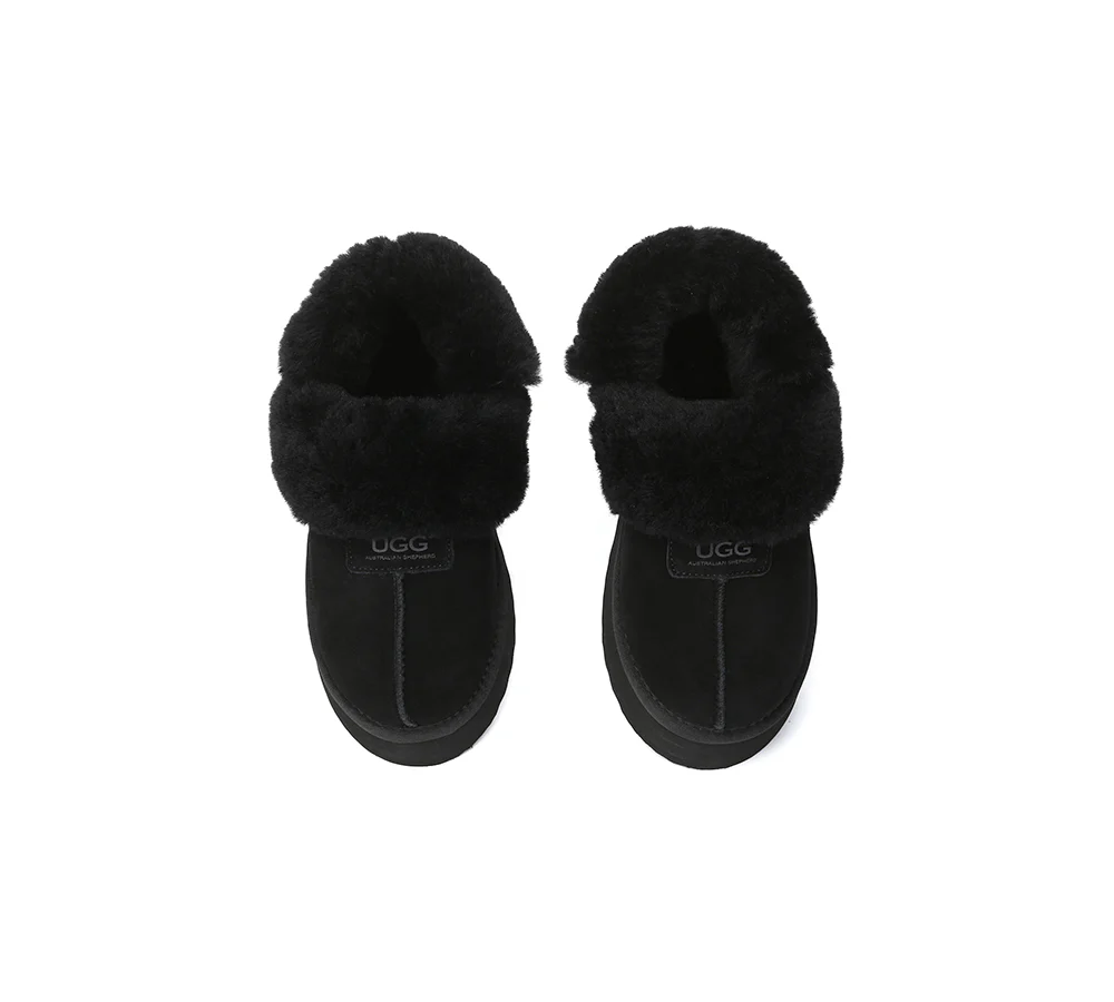 AUSTRALIAN SHEPHERD? UGG Slippers Women Removable Wool Strap Slingback Platform Suzie