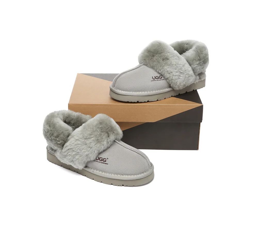 AUSTRALIAN SHEPHERD? UGG Slippers Women Removable Wool Strap Slingback Muffin Fluffy