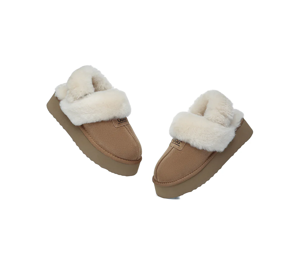 AUSTRALIAN SHEPHERD? UGG Slippers Women Removable Wool Strap Slingback Platform Suzie