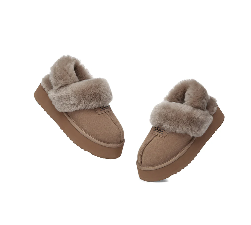 AUSTRALIAN SHEPHERD? UGG Slippers Women Removable Wool Strap Slingback Platform Suzie