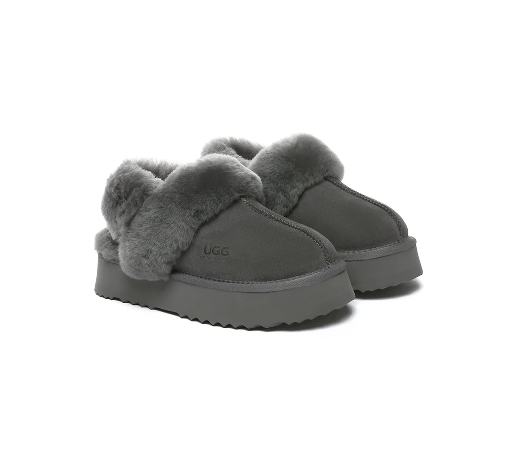 AUSTRALIAN SHEPHERD? UGG Slippers Women Removable Wool Strap Slingback Platform Musa