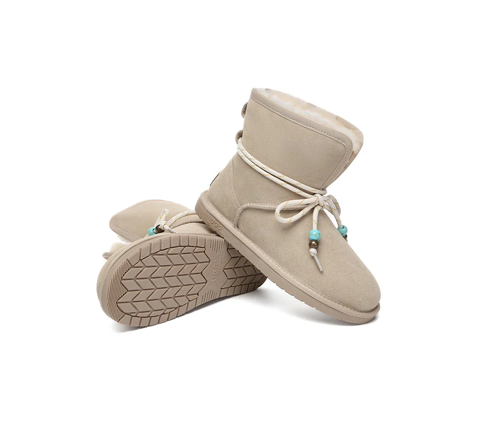 AUSTRALIAN SHEPHERD? UGG Boots Women Sheepskin Wool Adjustable Strap Carlos