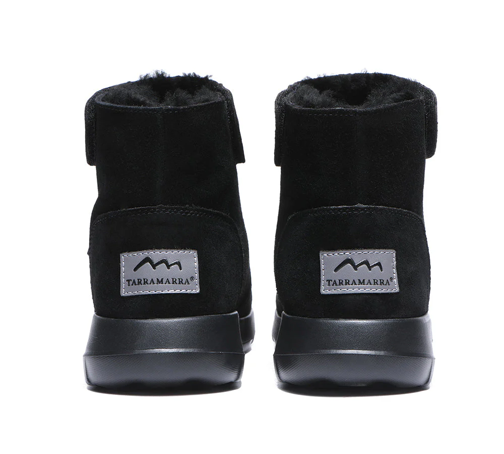 TARRAMARRA? Women Leather Sheepskin Wool Button Zipper Ankle Boots Tyria