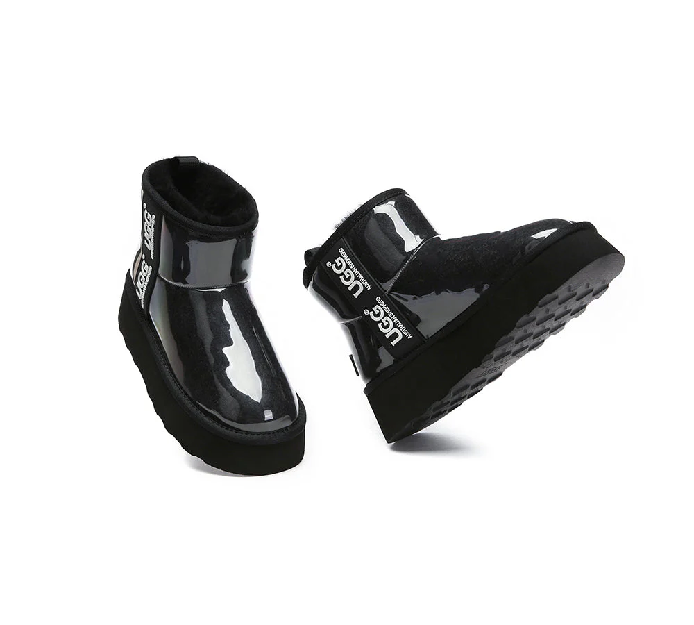 AUSTRALIAN SHEPHERD? UGG Boots Women Clear Waterproof Shearling Coated Classic Platform