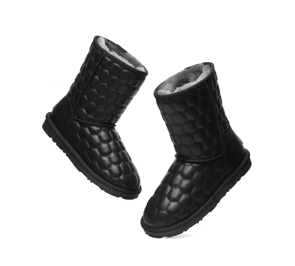 EVERAU? UGG Boots Sheepskin Wool Nappa Leather Short Howey