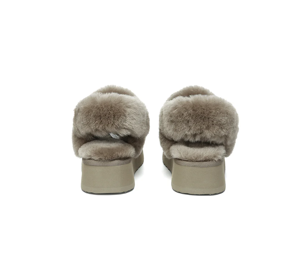AUSTRALIAN SHEPHERD? UGG Slippers Women Removable Wool Strap Slingback Platform Suzie