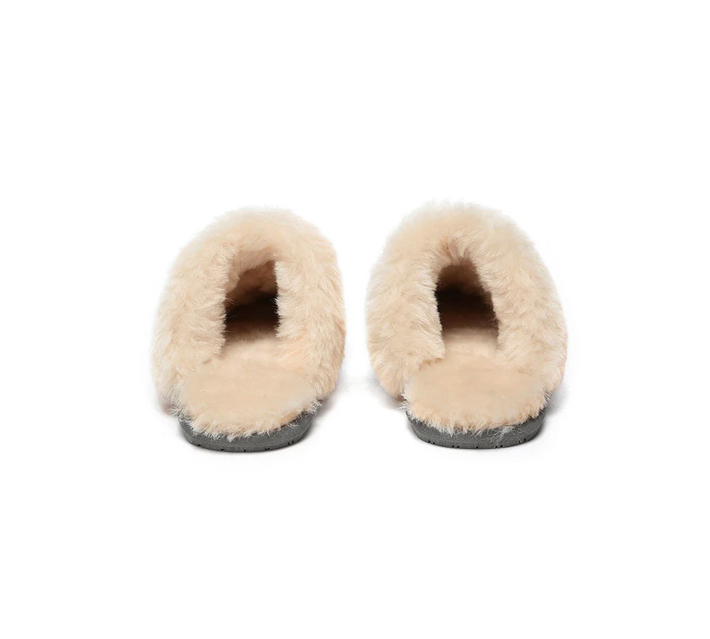 EVERAU? UGG Slippers Sheepskin Wool Suede Scuff Rosa