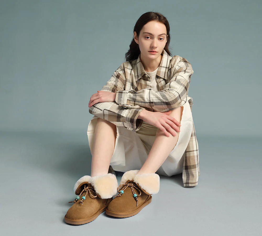 AUSTRALIAN SHEPHERD? UGG Boots Women Sheepskin Wool Adjustable Strap Carlos