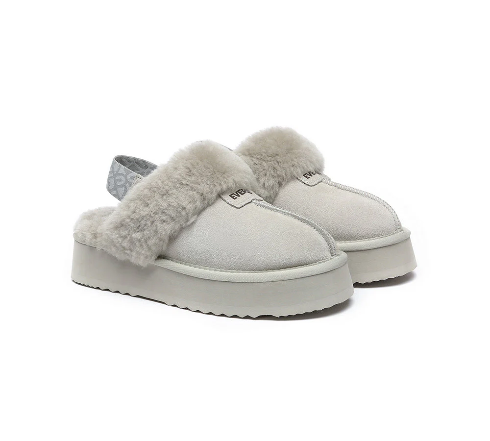 EVERAU? UGG Women Removable Strap Slingback Platform Slippers Forever