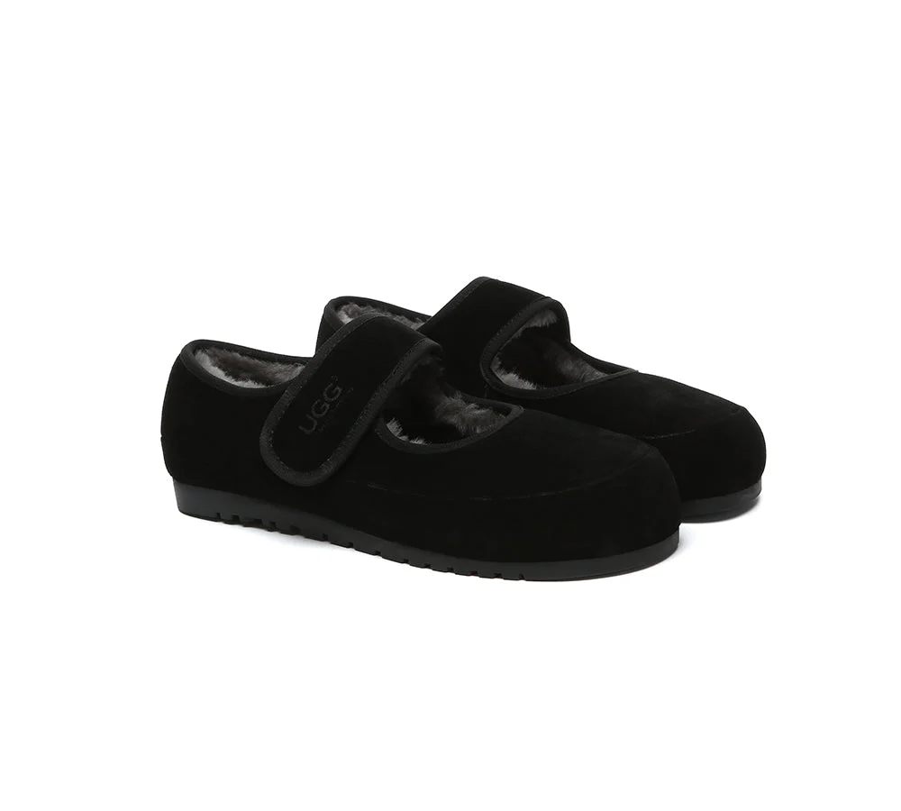 AUSTRALIAN SHEPHERD? UGG Slippers Sheepskin Wool Adjustable Strap Mary Jane Millie