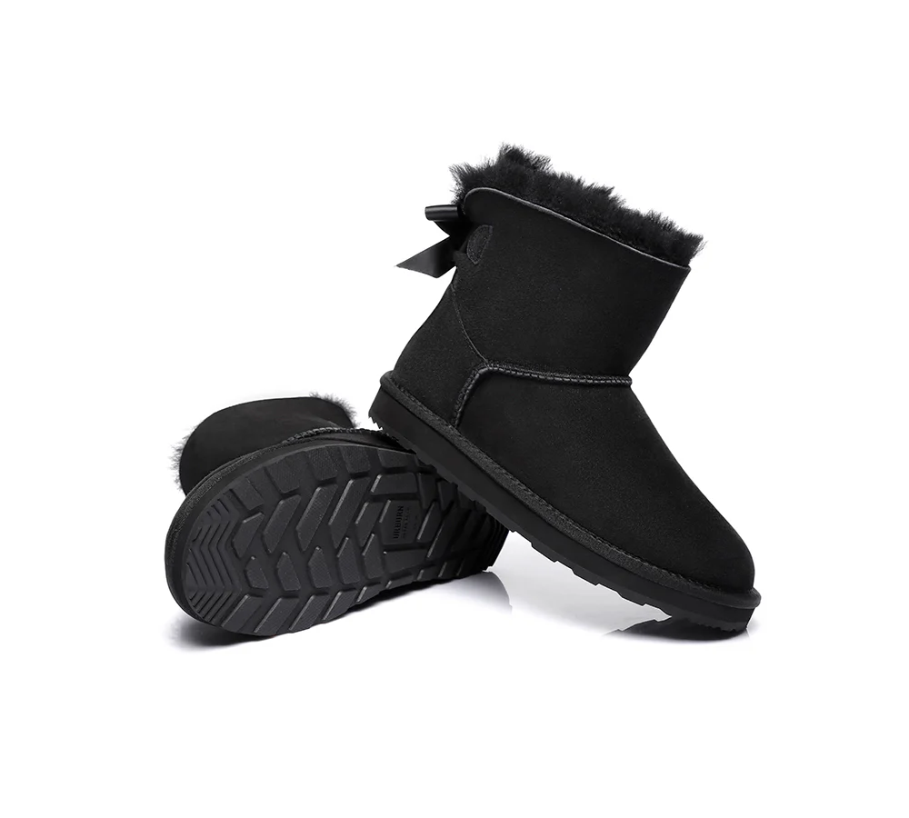 Urban UGG? UGG Boots Women Double faced Sheepskin Wool Mini Back Bow