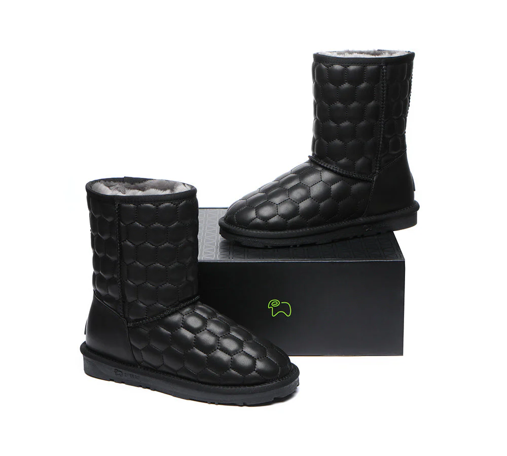 EVERAU? UGG Boots Sheepskin Wool Nappa Leather Short Howey