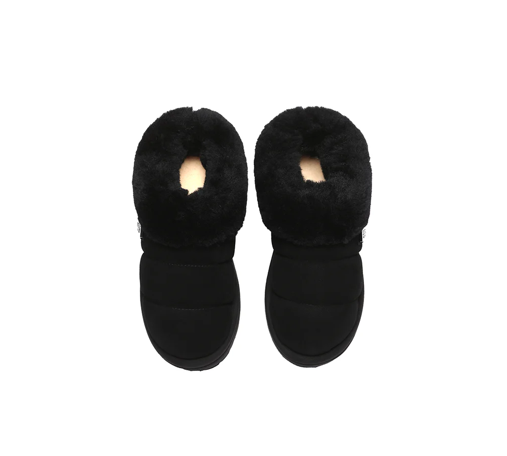 UGG EVERAU? UGG Slippers Women Sheepskin Wool Collar Ankle Platform Ulrika