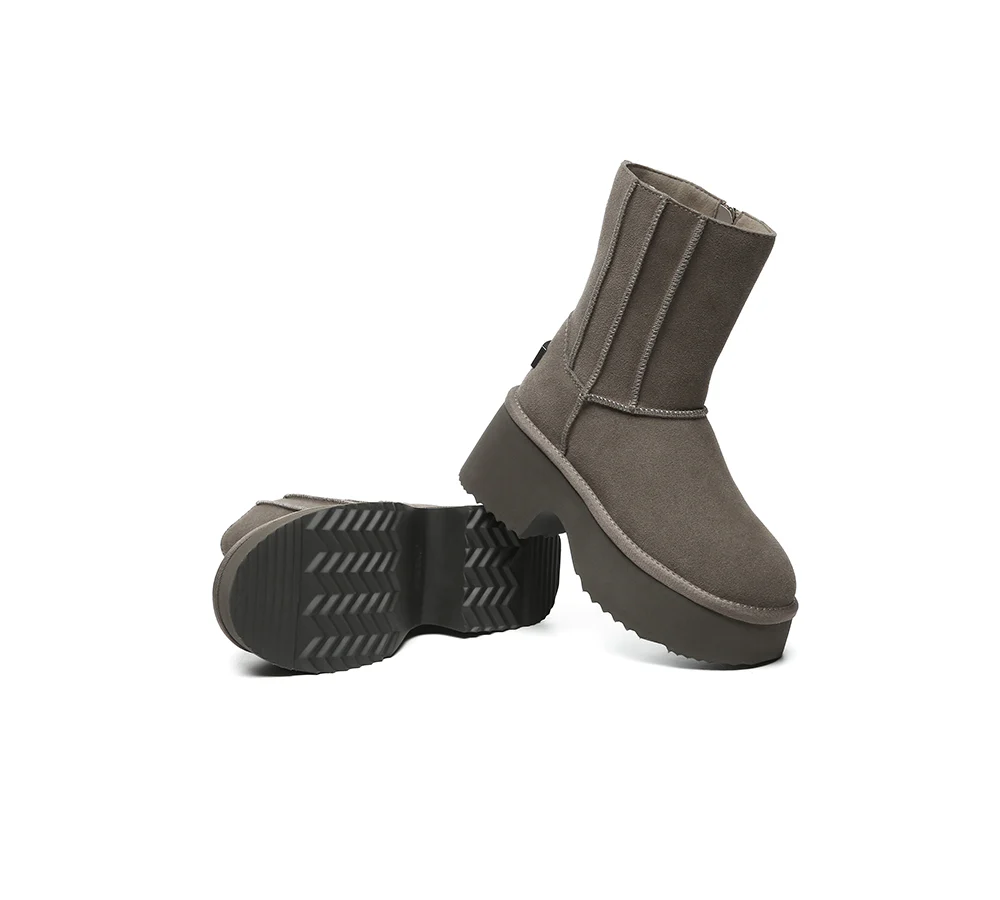 UGG EVERAU? UGG Boots Short Zipper Chunky Platform Yuana