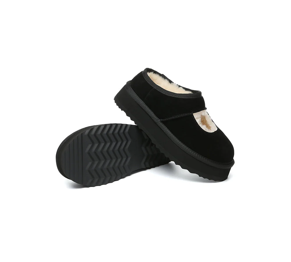 AUSTRALIAN SHEPHERD? UGG Slippers Sheepskin Wool Ankle Platform Carmella