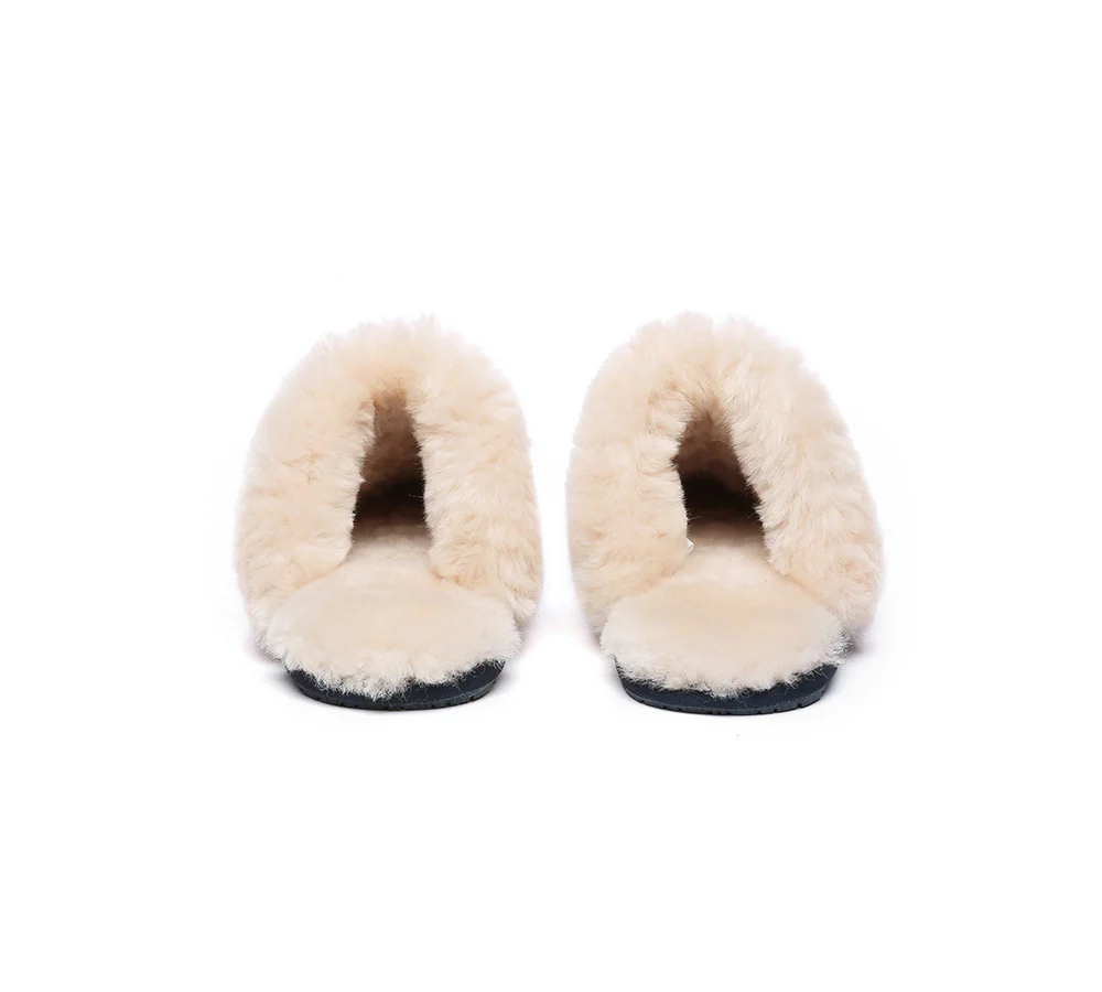 EVERAU? UGG Slippers Sheepskin Wool Suede Scuff Rosa