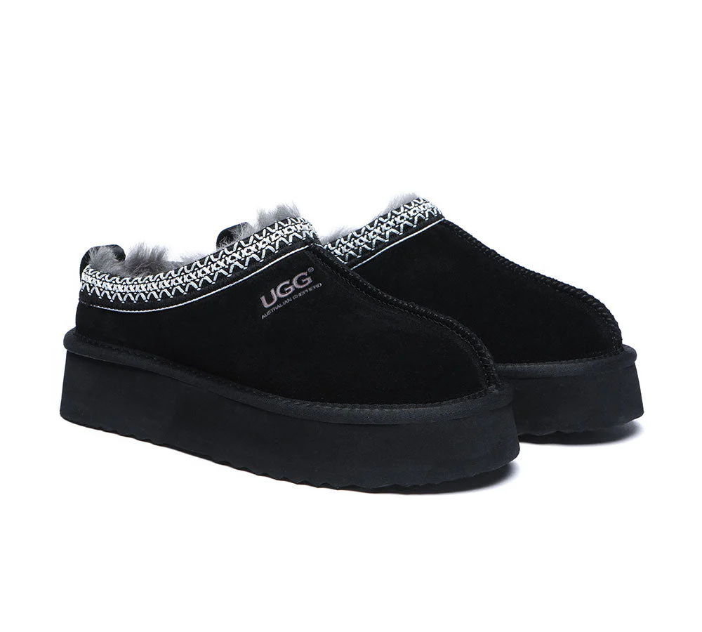 AUSTRALIAN SHEPHERD? UGG Slippers Sheepskin Wool Ankle Platform Tazzy Ventus