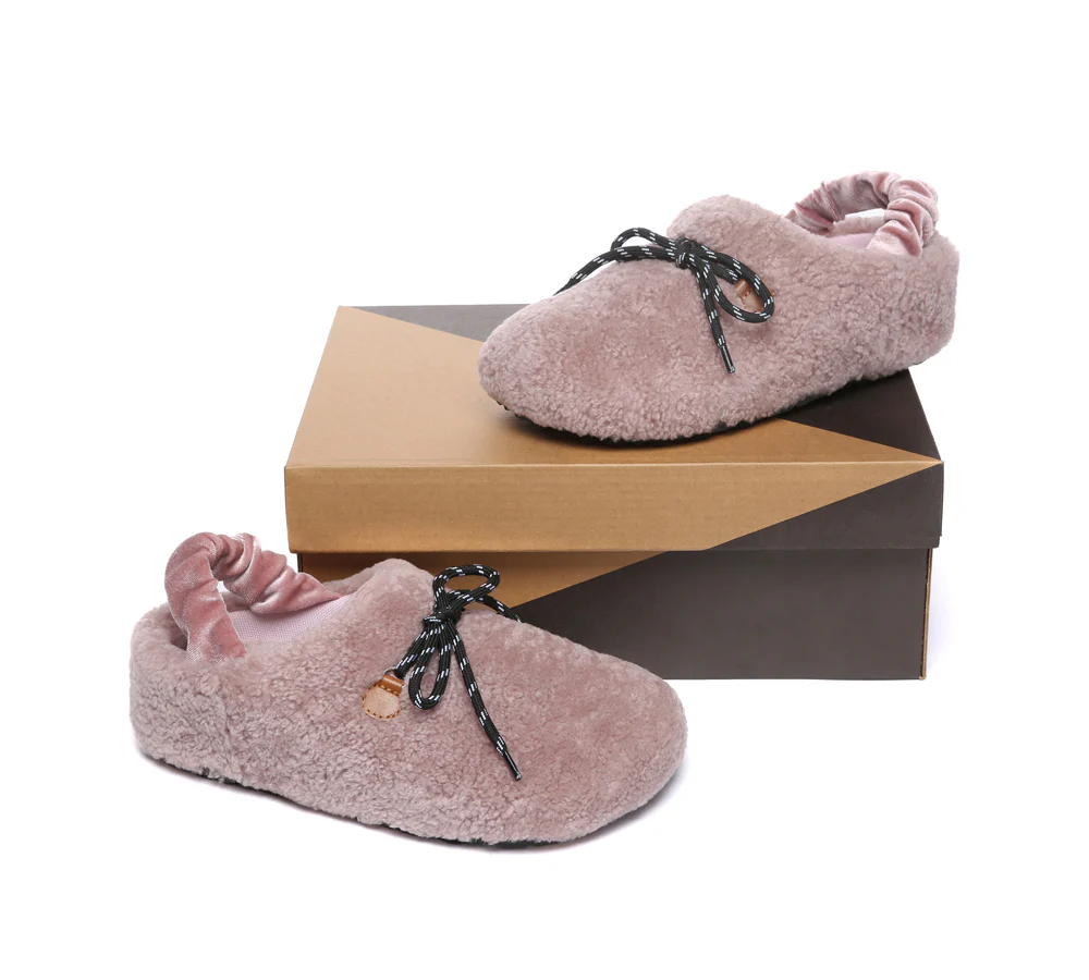 AUSTRALIAN SHEPHERD? UGG Slippers Women Curly Sheepskin Wool Slingback Barrett