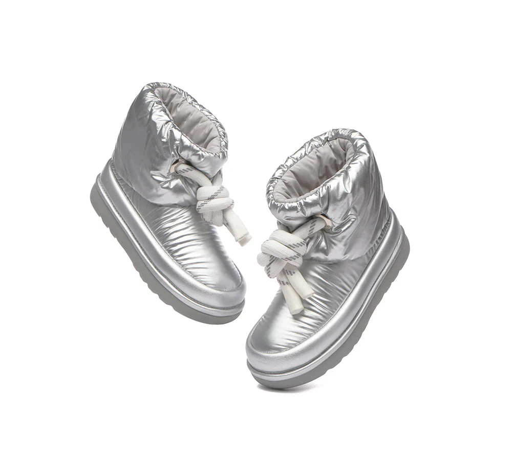 EVERAU? UGG  Boots Women Sheepskin Wool Waterproof Adjustable Drawstring Ankle Delabra