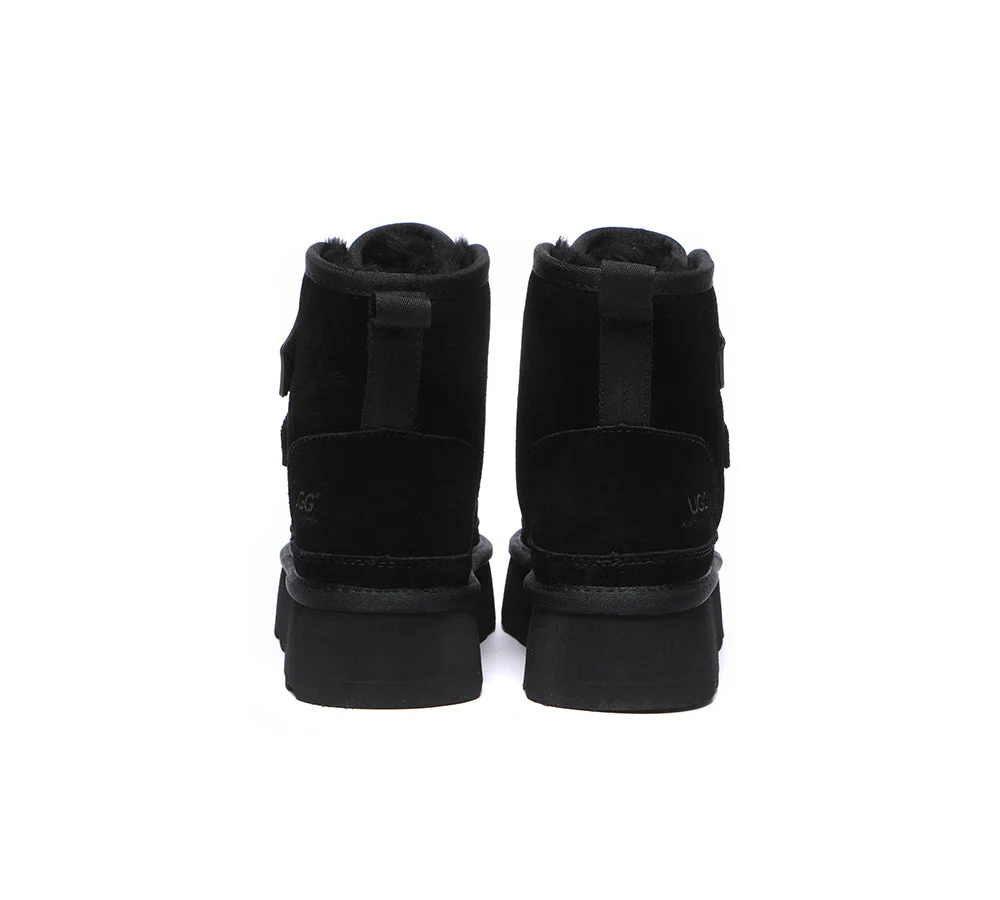 AUSTRALIAN SHEPHERD? UGG Boots Women Sheepskin Wool Hook and Loop Platform Vigour