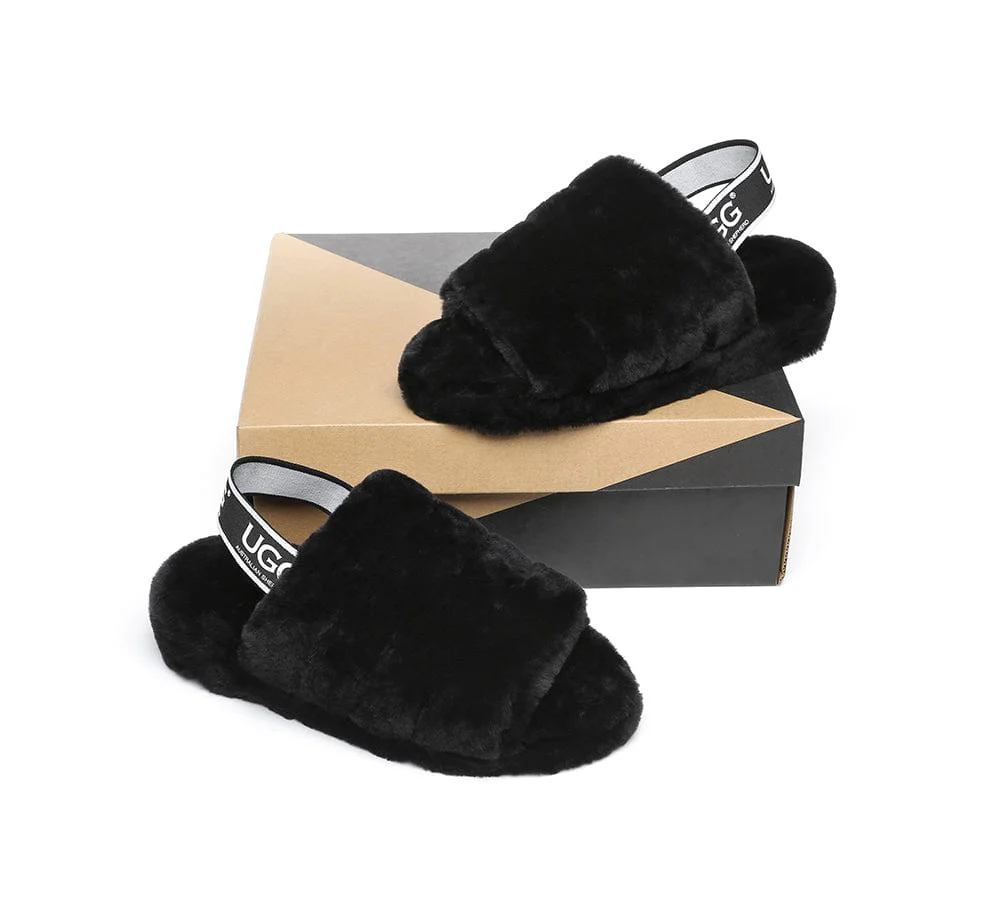 AUSTRALIAN SHEPHERD? UGG Women Slingback Fluffy Slides Puffy