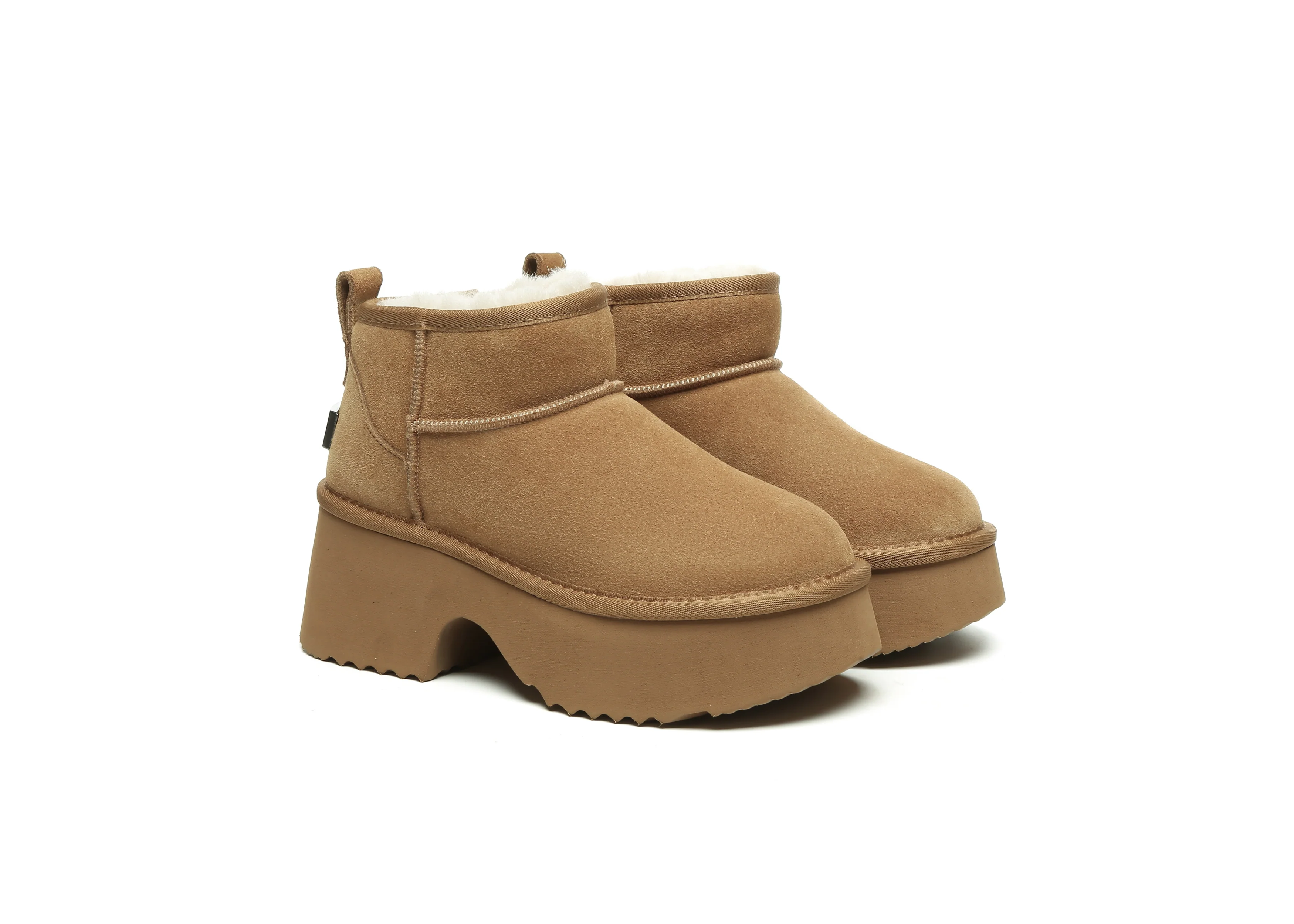 UGG EVERAU? UGG Boots Sheepskin Wool Ankle Chunky Platform Ariel