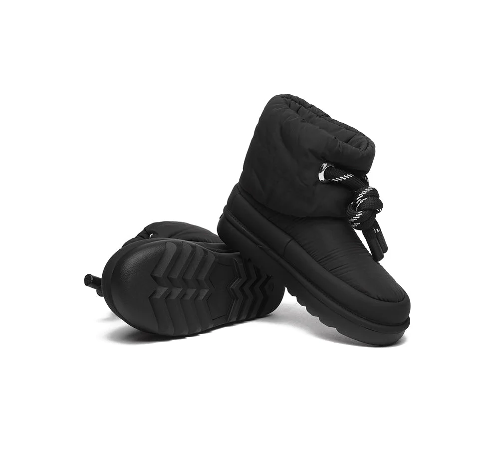 EVERAU? UGG  Boots Women Sheepskin Wool Waterproof Adjustable Drawstring Ankle Delabra