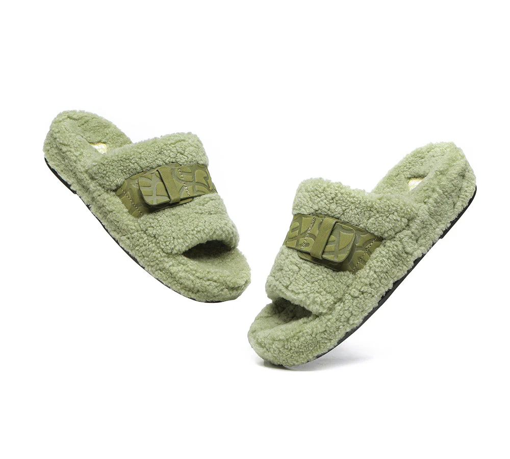 EVERAU? UGG Slippers Women Curly Sheepskin Wool Croft