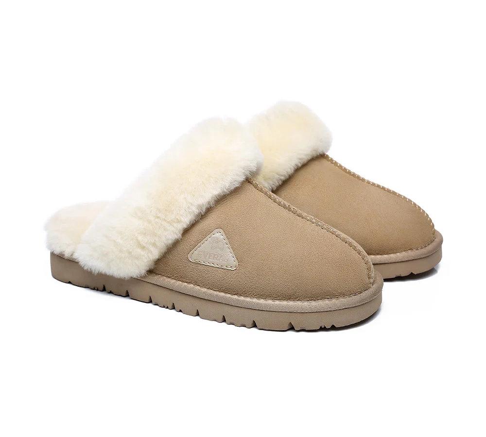 EVERAU? UGG Slippers Premium Sheepskin Wool Scuff Muffin