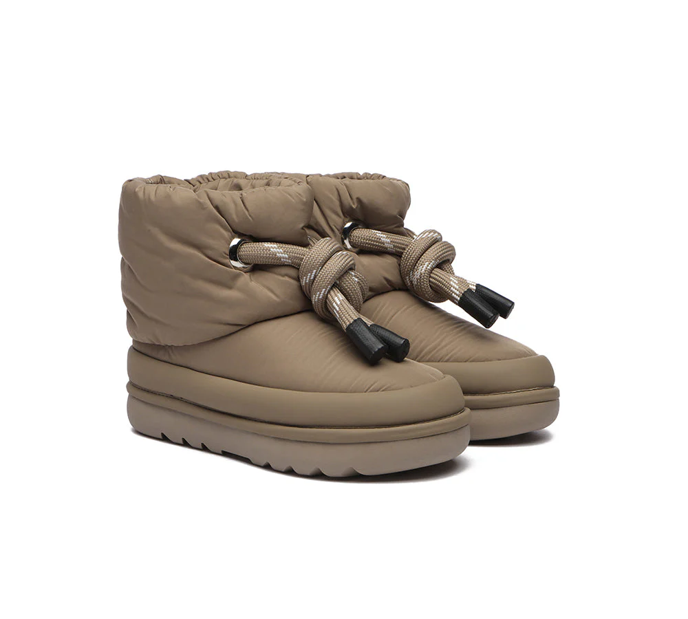 EVERAU? UGG  Boots Women Sheepskin Wool Waterproof Adjustable Drawstring Ankle Delabra