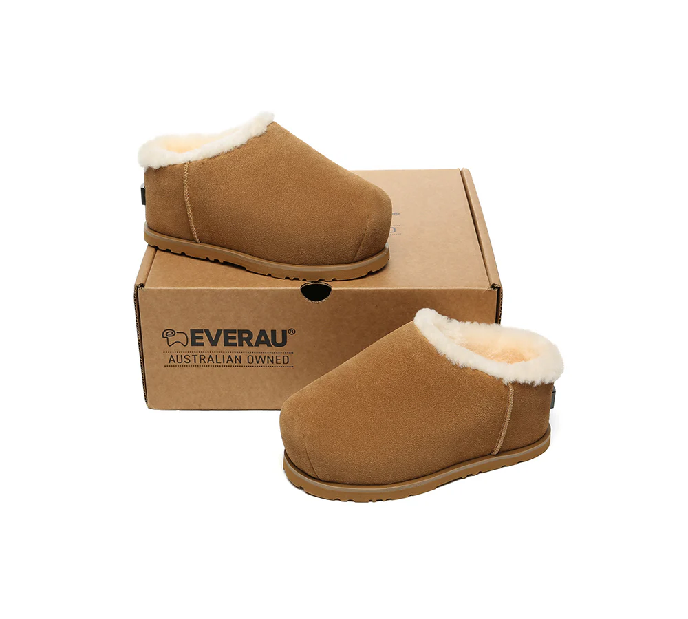 UGG EVERAU? UGG Slippers Sheepskin Wool Chunky Ankle Euro Loaf Pablo
