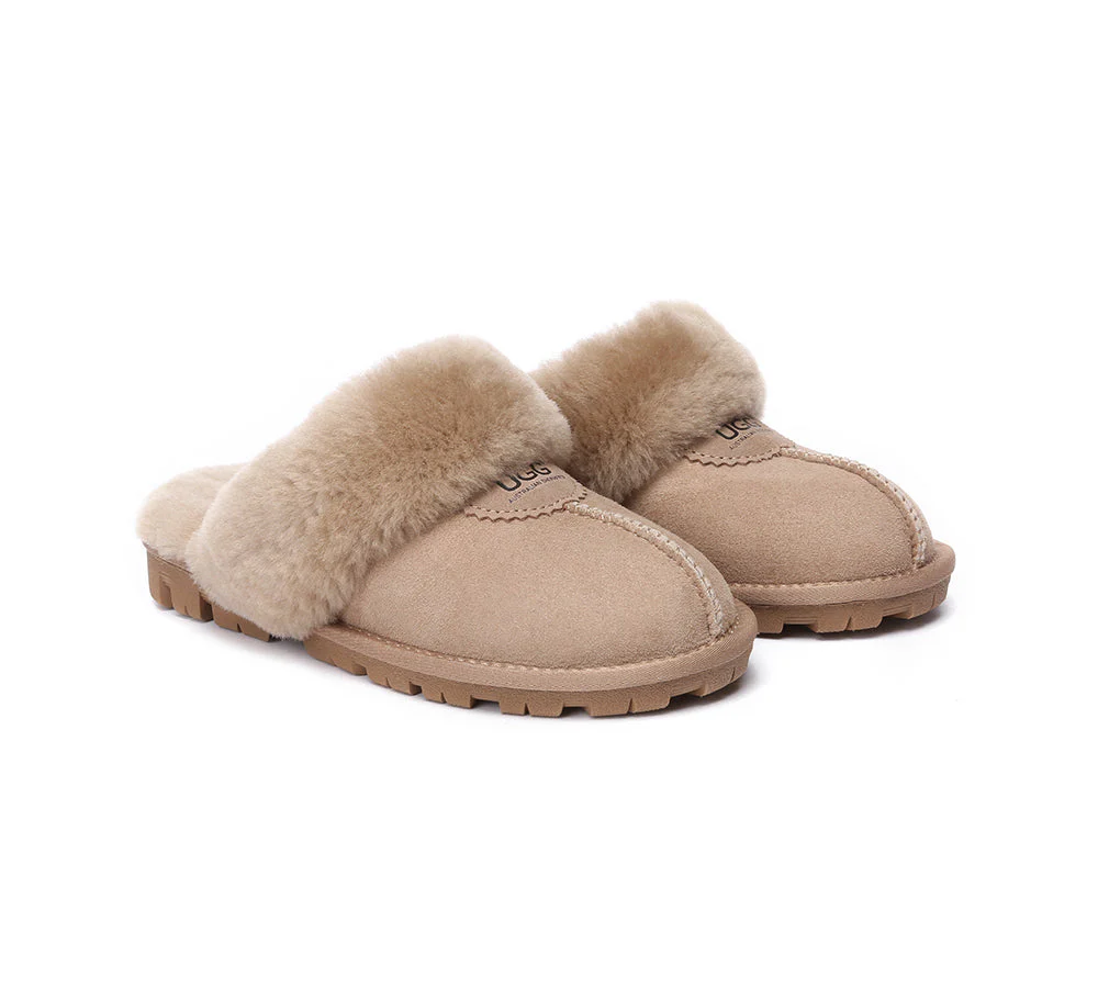 AUSTRALIAN SHEPHERD? UGG Slippers Double Face Sheepskin Wool Scuff Waffle