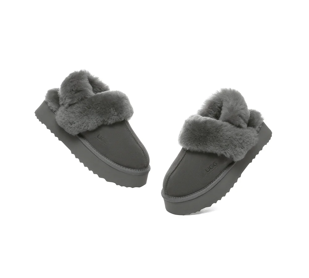AUSTRALIAN SHEPHERD? UGG Slippers Women Removable Wool Strap Slingback Platform Musa