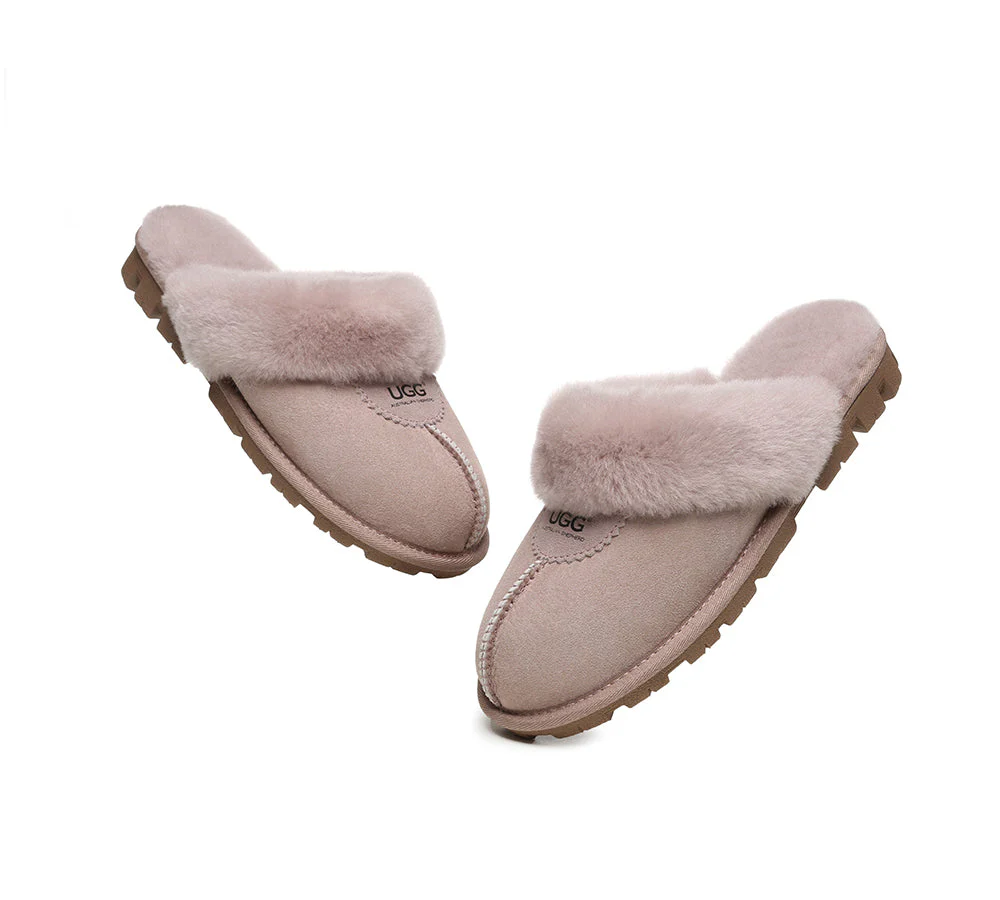 AUSTRALIAN SHEPHERD? UGG Slippers Double Face Sheepskin Wool Scuff Waffle
