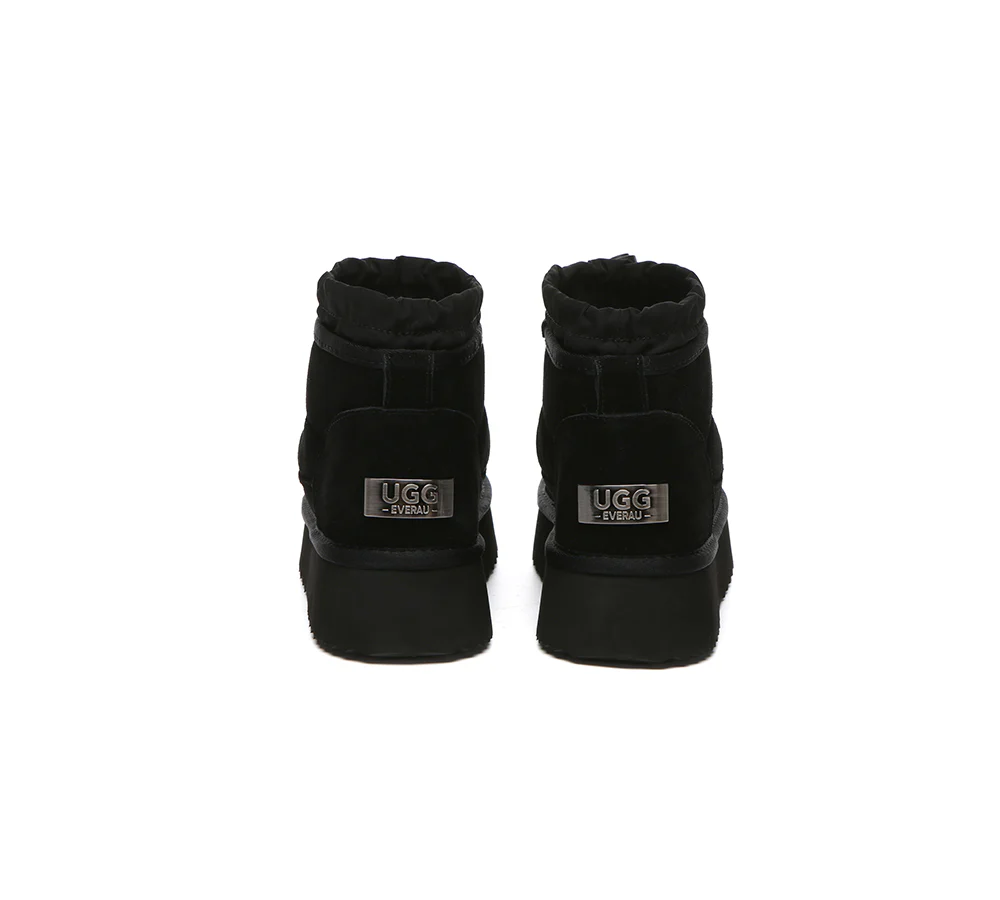 UGG EVERAU? UGG Boots Women Sheepskin Wool Drawstring Platform Picken