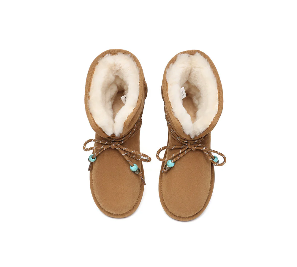 AUSTRALIAN SHEPHERD? UGG Boots Women Sheepskin Wool Adjustable Strap Carlos