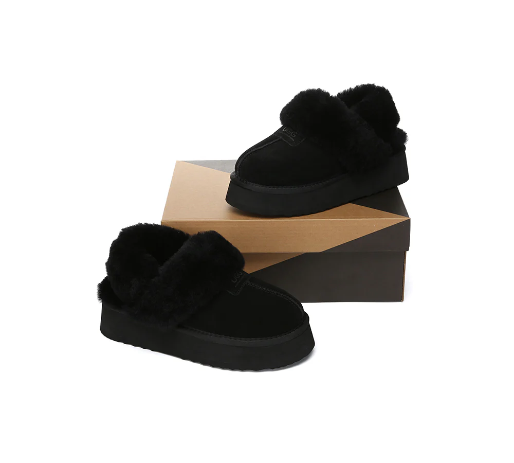 AUSTRALIAN SHEPHERD? UGG Slippers Women Removable Wool Strap Slingback Platform Suzie