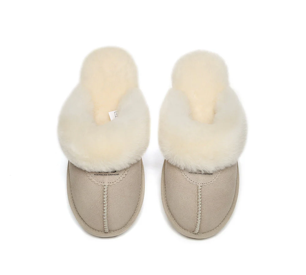 AUSTRALIAN SHEPHERD? UGG Slippers Double Face Sheepskin Wool Scuff Waffle