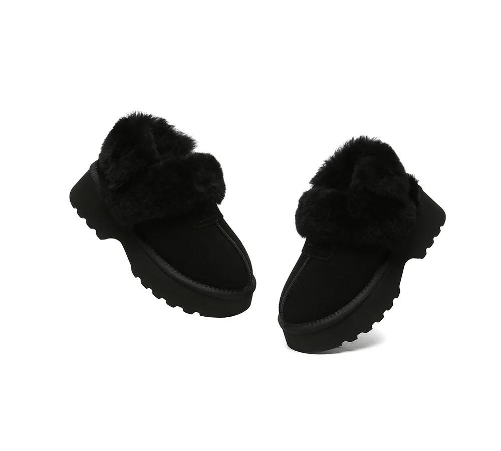 AUSTRALIAN SHEPHERD? UGG Slippers Women Removable Wool Strap Slingback Chunky Platform Muna