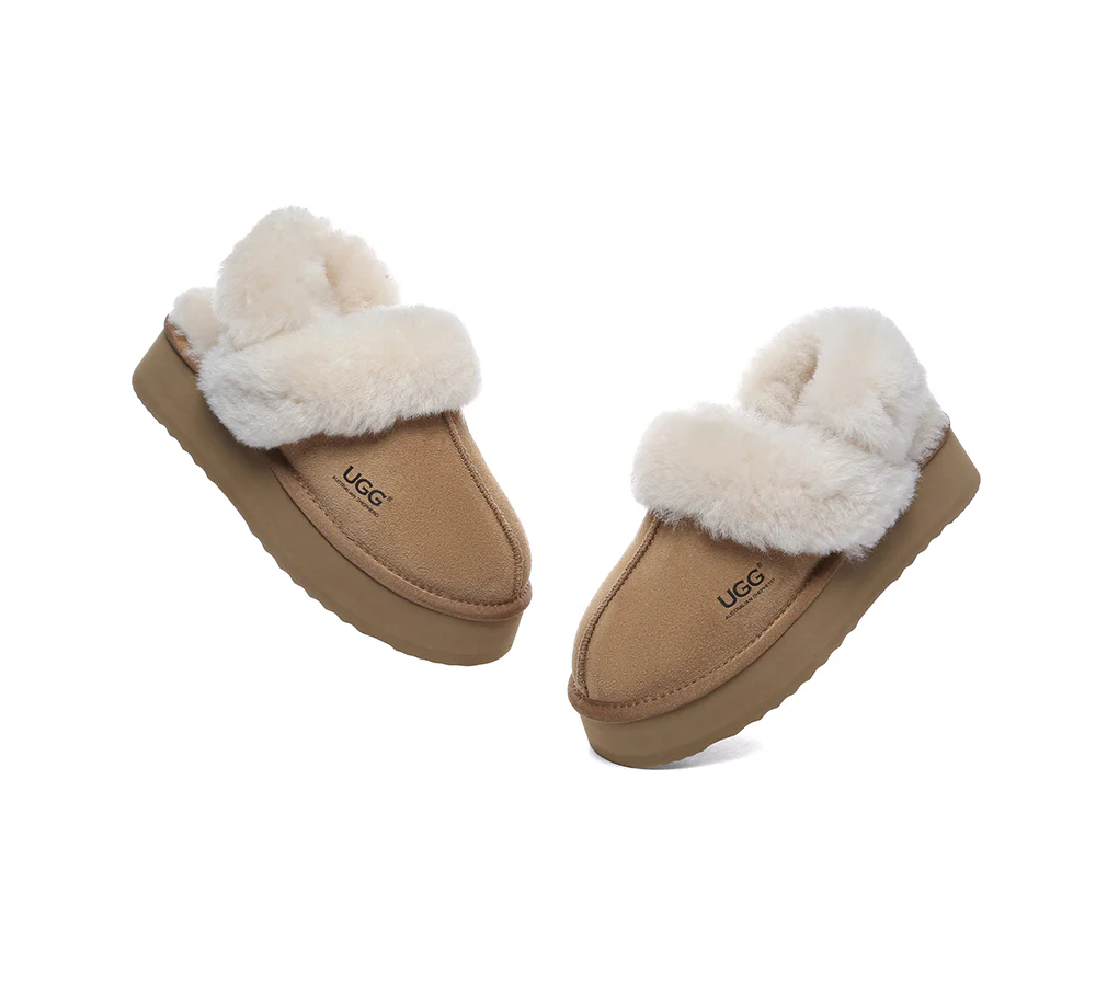 AUSTRALIAN SHEPHERD? UGG Slippers Women Removable Wool Strap Slingback Platform Musa
