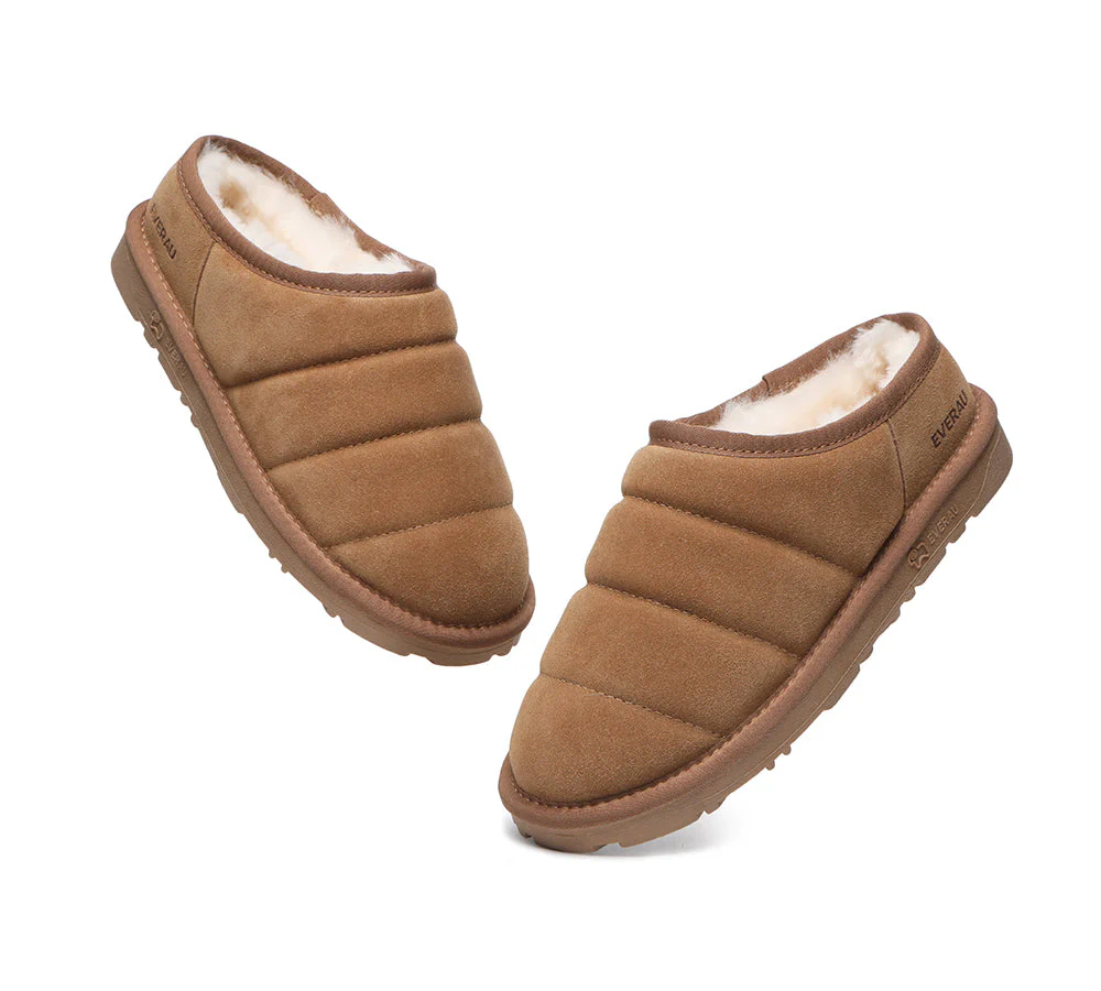 EVERAU? UGG Slippers Sheepskin Wool Ankle Ultra Puffer