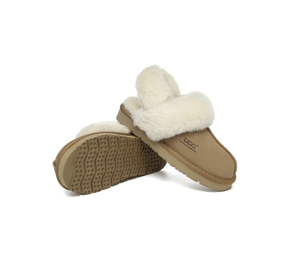 AUSTRALIAN SHEPHERD? UGG Slippers Women Removable Wool Strap Slingback Muffin Fluffy