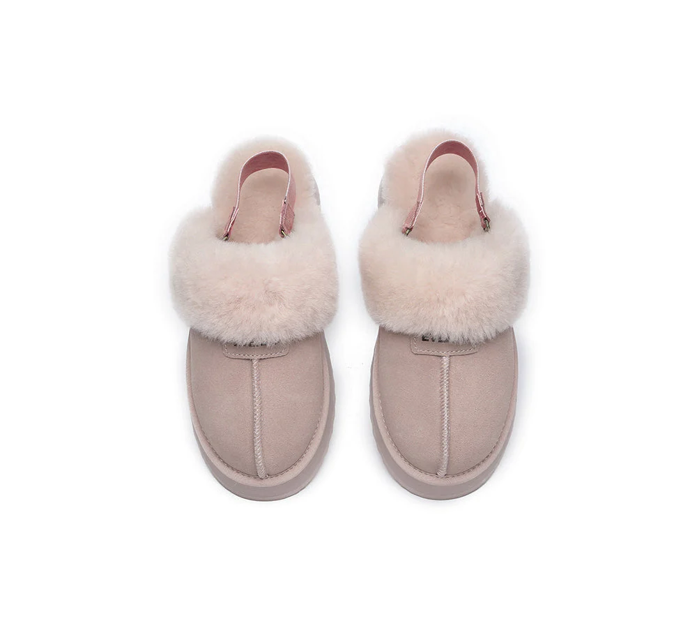 EVERAU? UGG Women Removable Strap Slingback Platform Slippers Forever