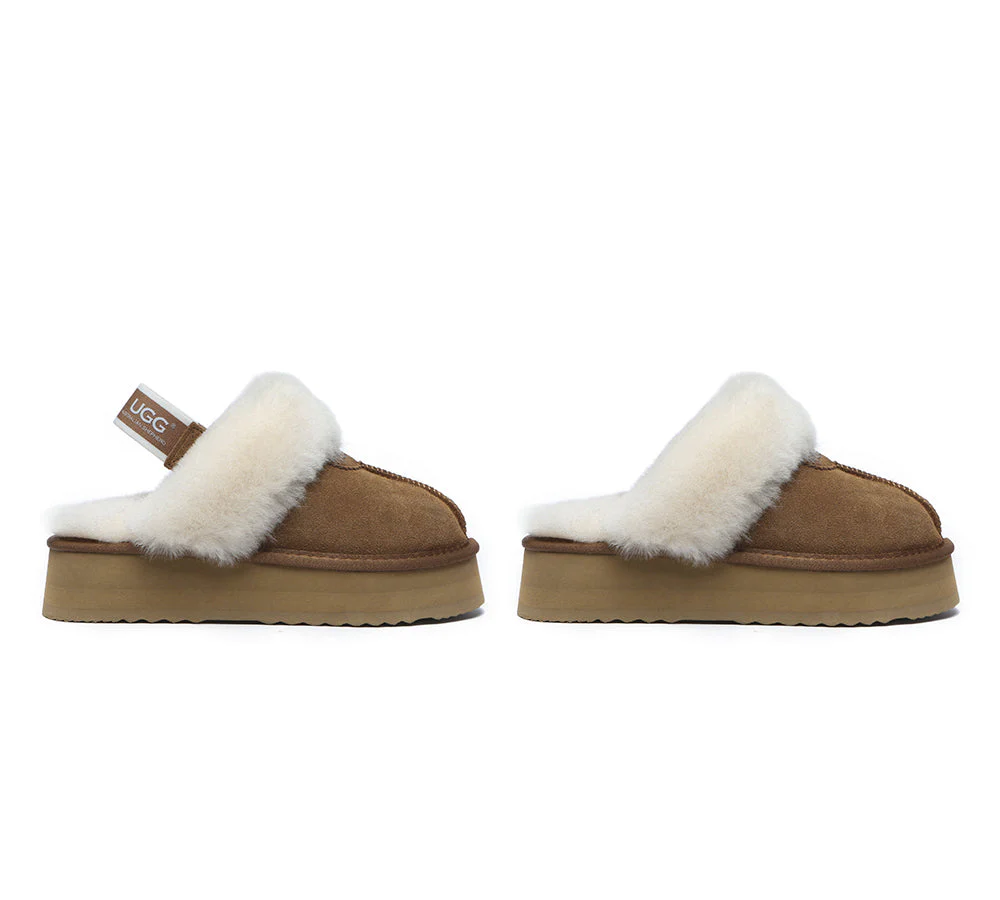AUSTRALIAN SHEPHERD? UGG Slippers Women Removable Strap Slingback Platform Waffle