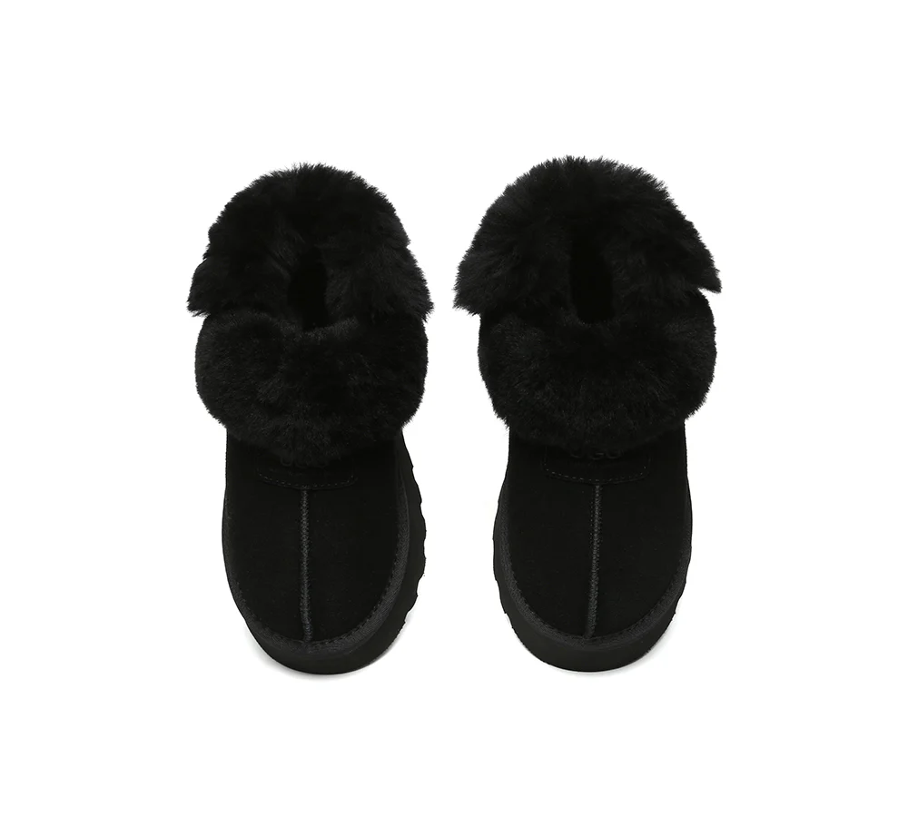 AUSTRALIAN SHEPHERD? UGG Slippers Women Removable Wool Strap Slingback Chunky Platform Muna