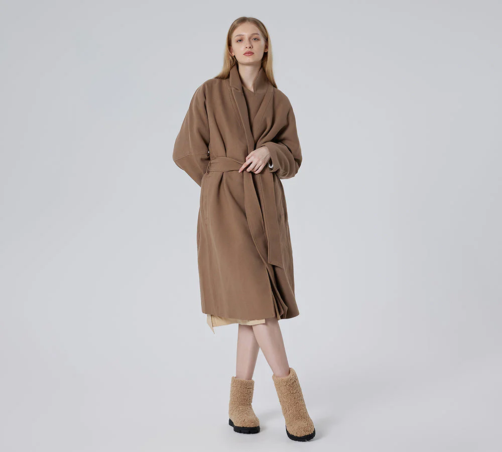 EVERAU? UGG Boots Sheepskin Wool Plush Drawstring Peggy