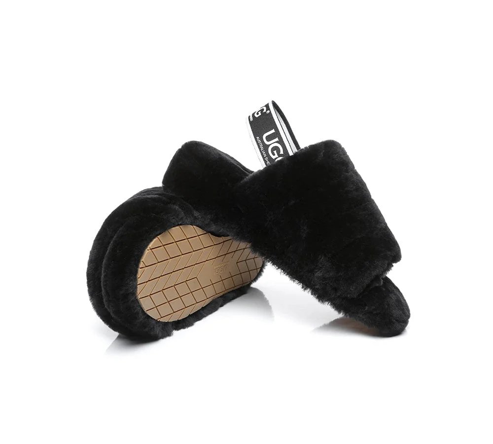 AUSTRALIAN SHEPHERD? UGG Women Slingback Fluffy Slides Puffy