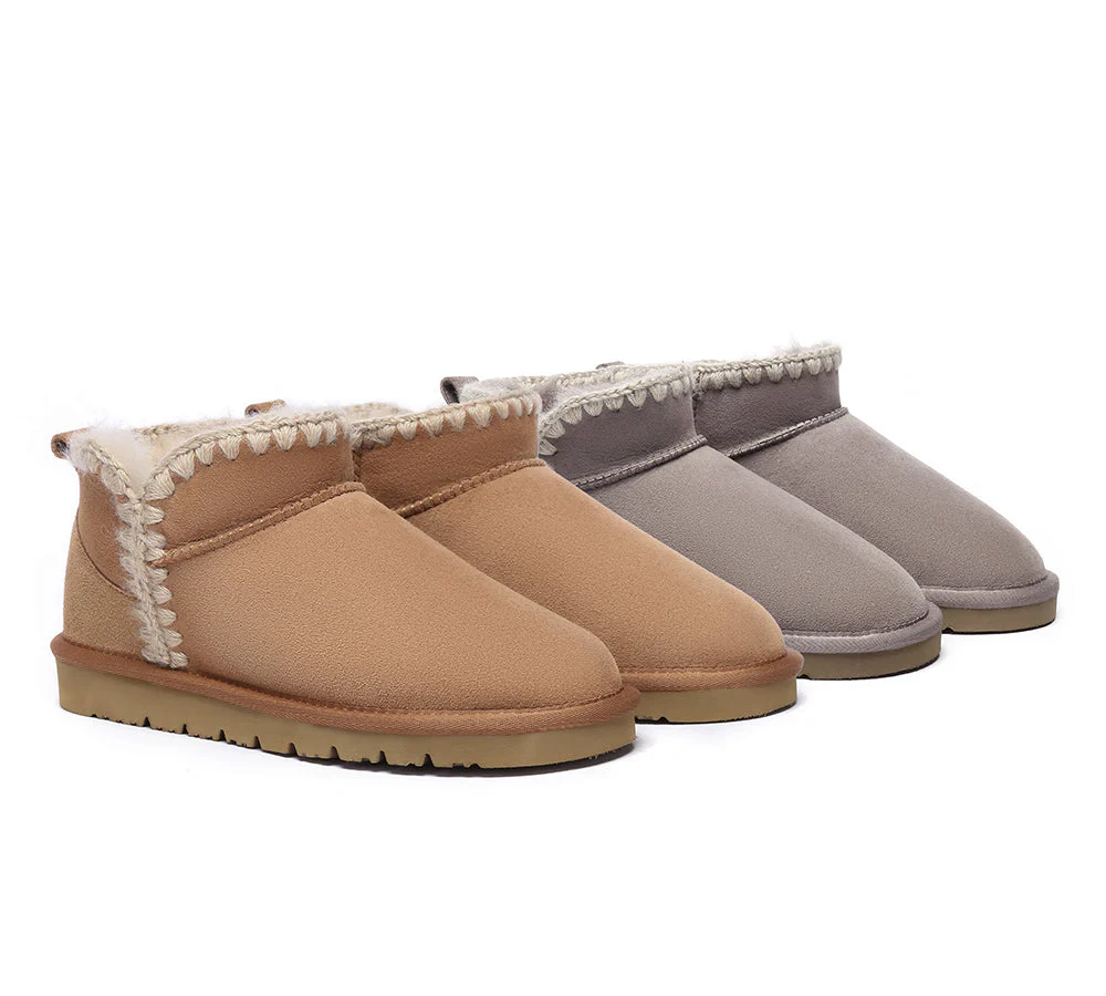 EVERAU? UGG Boots Women Sheepskin Wool Ankle Mini Brooklyn