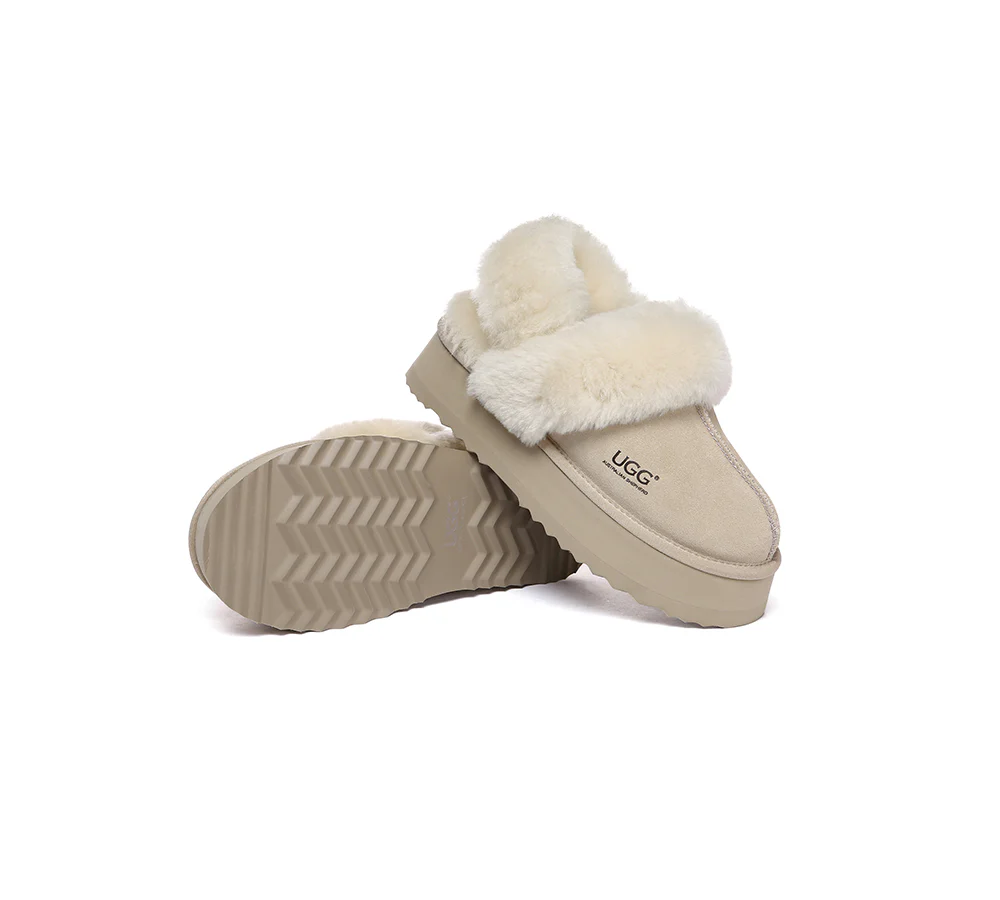 AUSTRALIAN SHEPHERD? UGG Slippers Women Removable Wool Strap Slingback Platform Musa